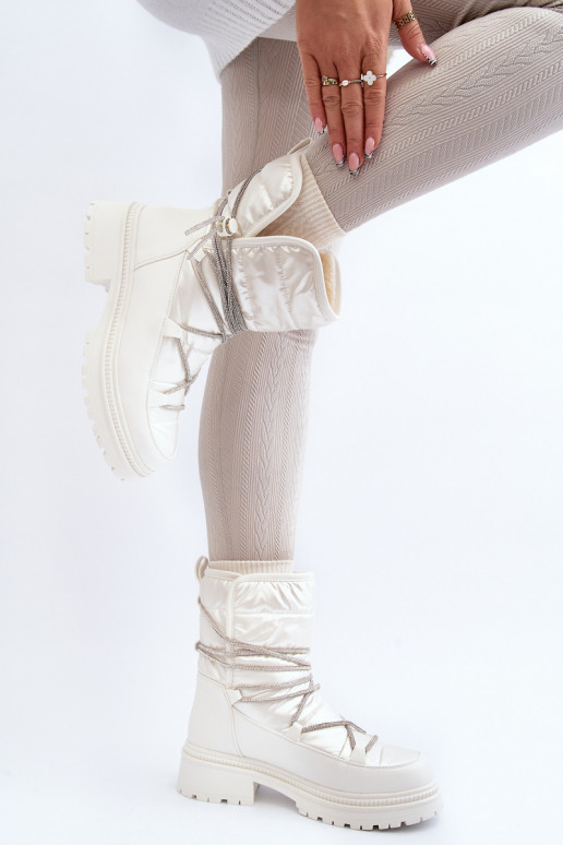 Botas de neve quentes na cor branca Rilana Botas de neve quentes na cor branca Rilana
