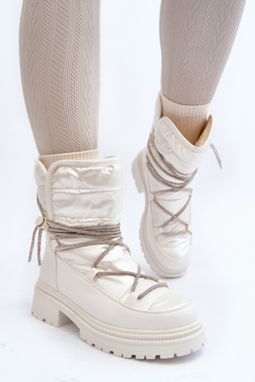 Botas de neve quentes na cor branca Rilana Botas de neve quentes na cor branca Rilana