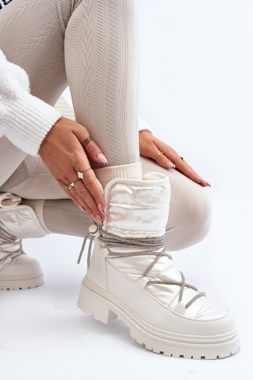 Botas de neve quentes na cor branca Rilana Botas de neve quentes na cor branca Rilana