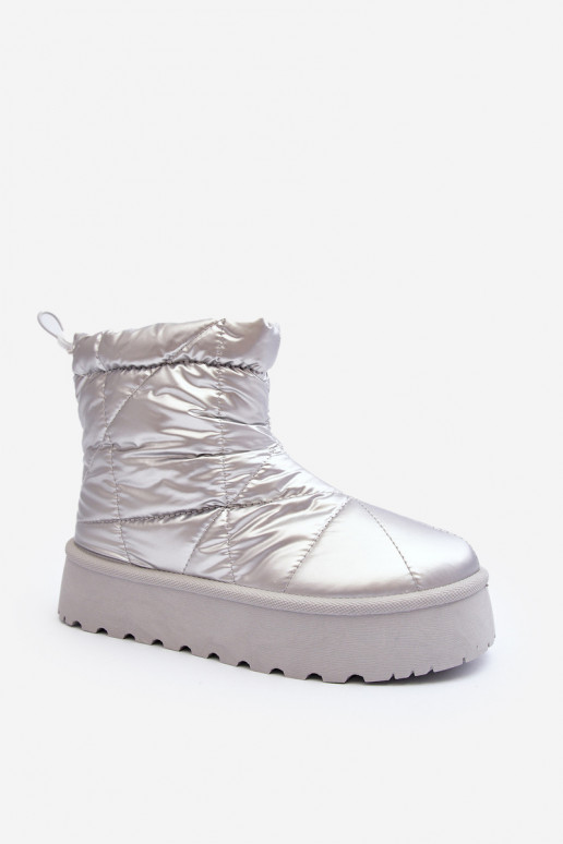 botas de neve com plataforma na cor prata Fionia