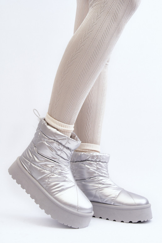 botas de neve com plataforma na cor prata Fionia