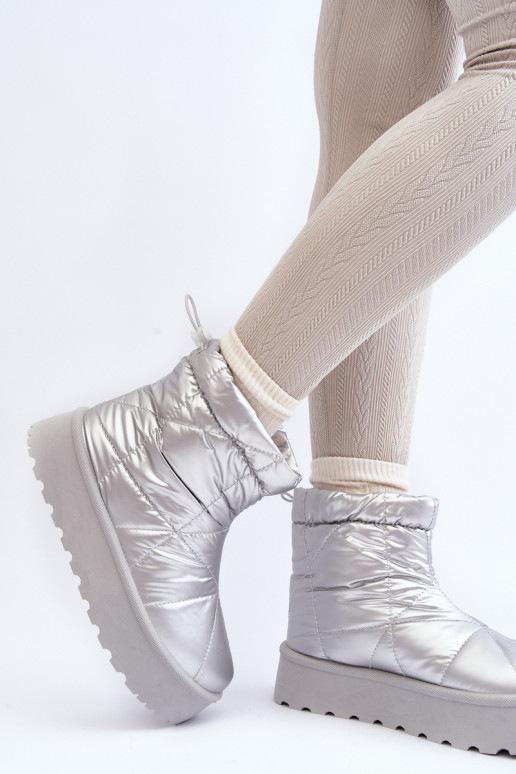 botas de neve com plataforma na cor prata Fionia