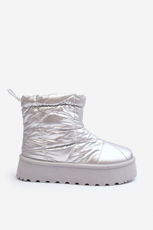 botas de neve com plataforma na cor prata Fionia