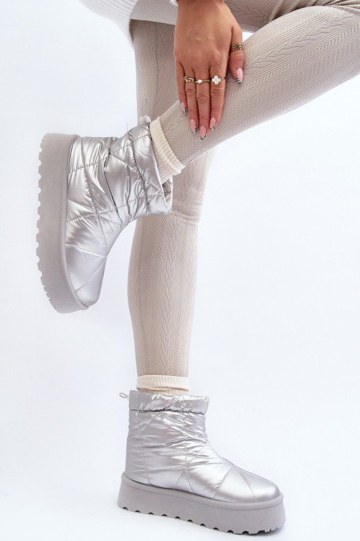 botas de neve com plataforma na cor prata Fionia
