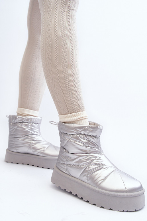 botas de neve com plataforma na cor prata Fionia