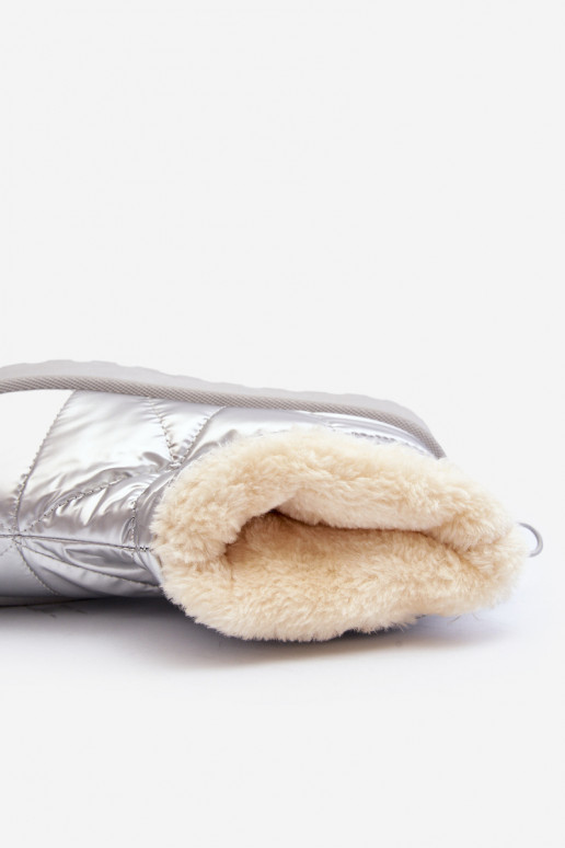 botas de neve com plataforma na cor prata Fionia