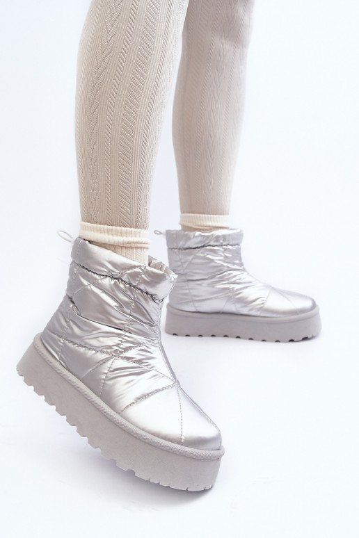 botas de neve com plataforma na cor prata Fionia