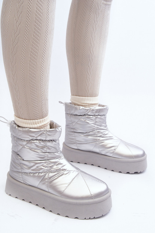 botas de neve com plataforma na cor prata Fionia