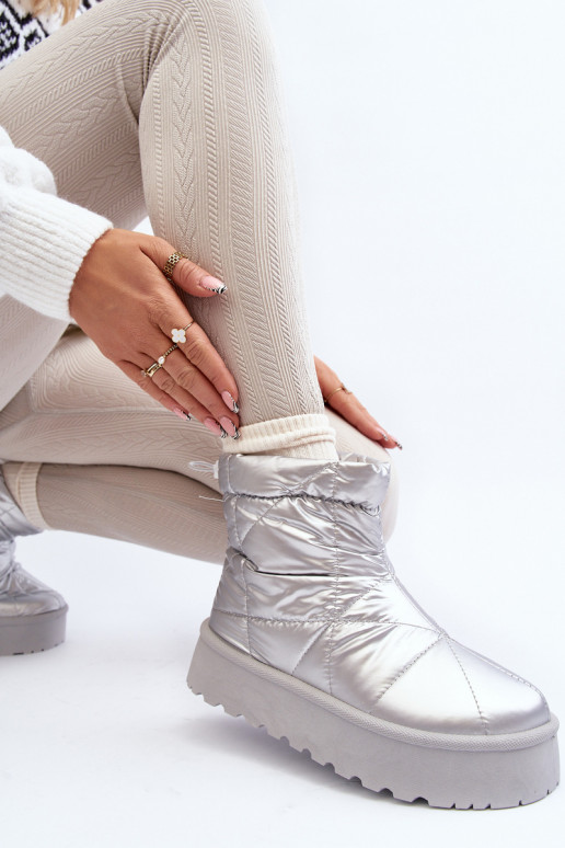 botas de neve com plataforma na cor prata Fionia
