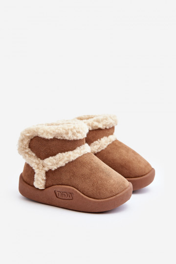 Botas de neve infantis com fechos adesivos na cor marrom Unitia