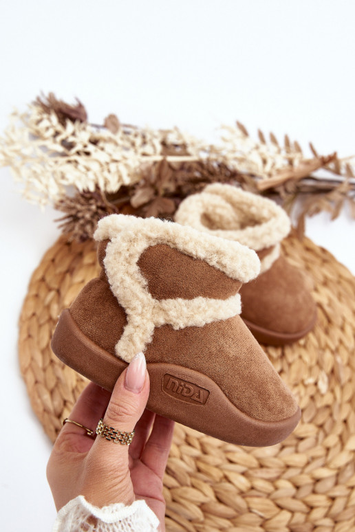 Botas de neve infantis com fechos adesivos na cor marrom Unitia Botas de neve infantis com fechos adesivos na cor marrom Unitia