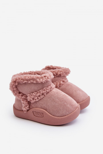 Botas de neve infantis com fechos adesivos na cor rosa Unitia