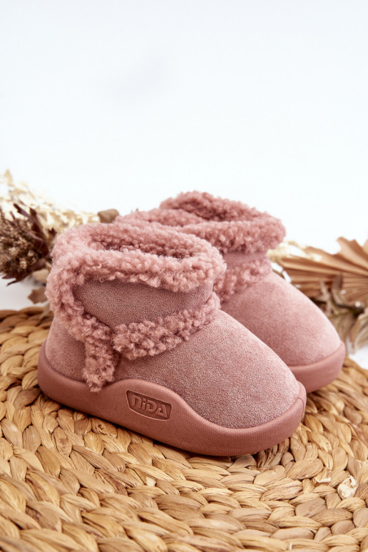 Botas de neve infantis com fechos adesivos na cor rosa Unitia