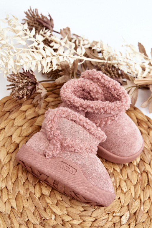 Botas de neve infantis com fechos adesivos na cor rosa Unitia