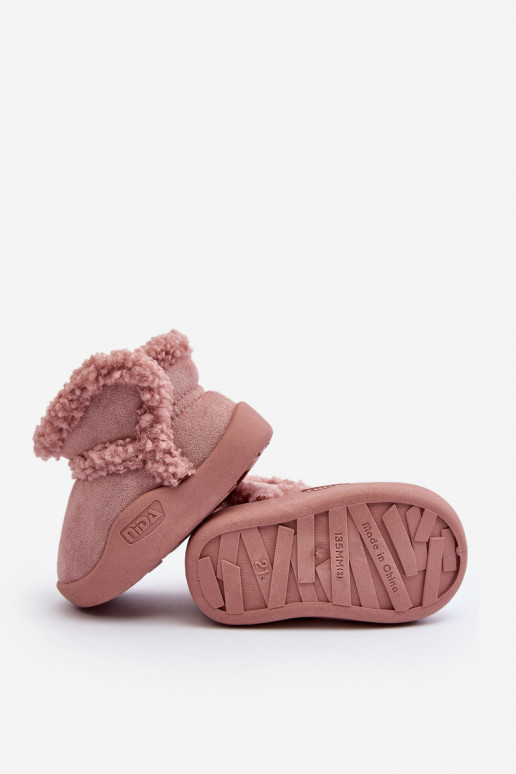 Botas de neve infantis com fechos adesivos na cor rosa Unitia