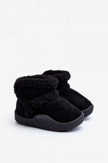 Botas de neve infantis com fechos adesivos na cor preta Unitia