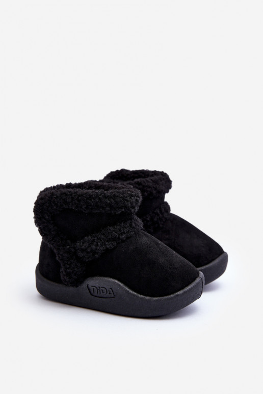 Botas de neve infantis com fechos adesivos na cor preta Unitia