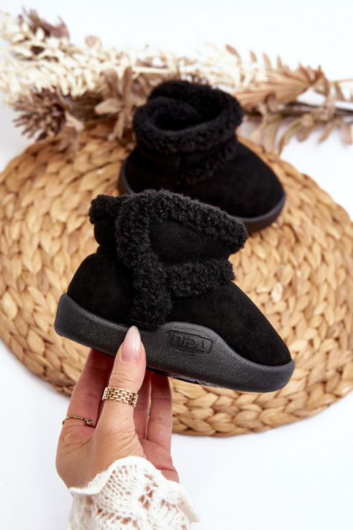 Botas de neve infantis com fechos adesivos na cor preta Unitia