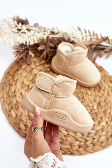 botas de neve Crianças aquecidas com pele dentro da cor bege Benigna 2