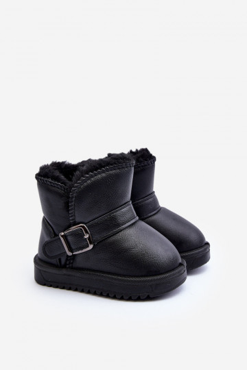 Botas de neve Eco infantis com tiras na cor preta Orinor