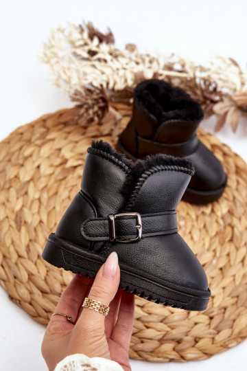 Botas de neve Eco infantis com tiras na cor preta Orinor 2