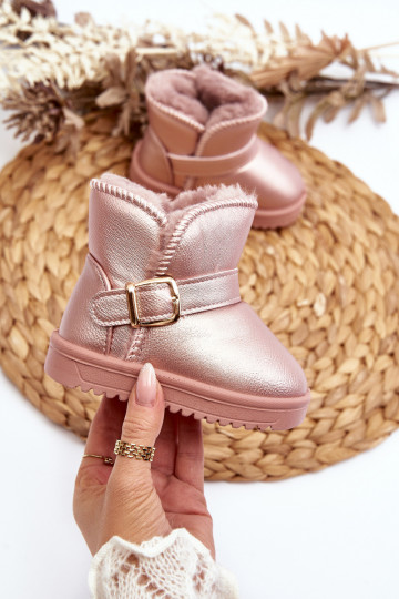 Botas de neve ecológicas infantis com tiras rosa Orinor 2