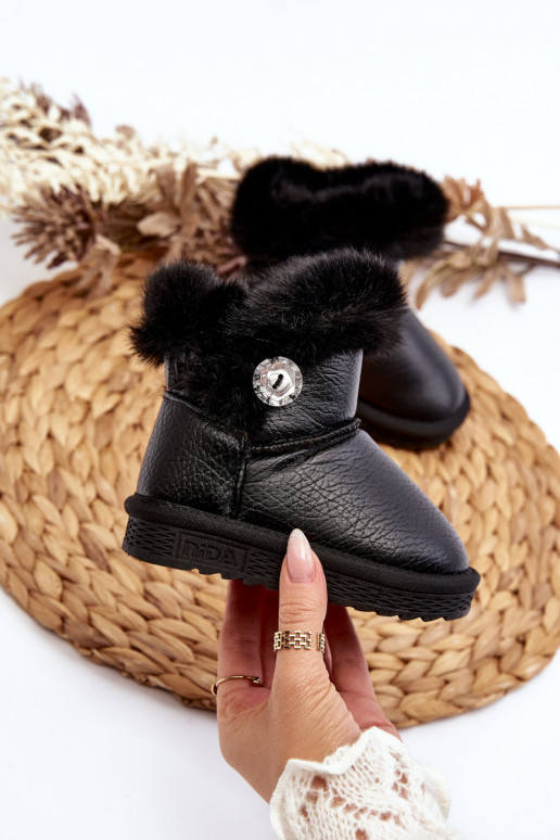 botas de neve aquecidas com pelo na cor preta Bessie