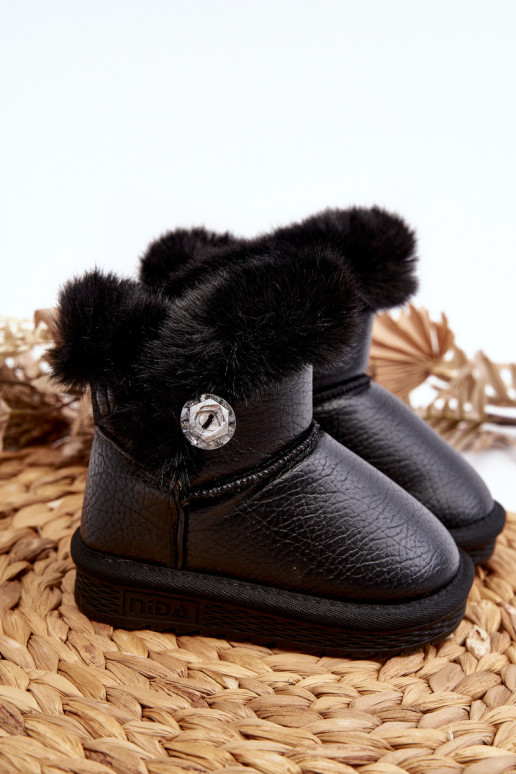 botas de neve aquecidas com pelo na cor preta Bessie