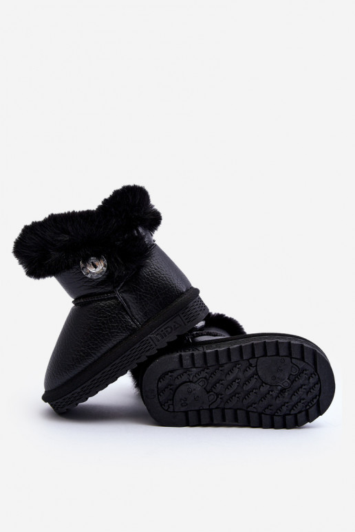 botas de neve aquecidas com pelo na cor preta Bessie