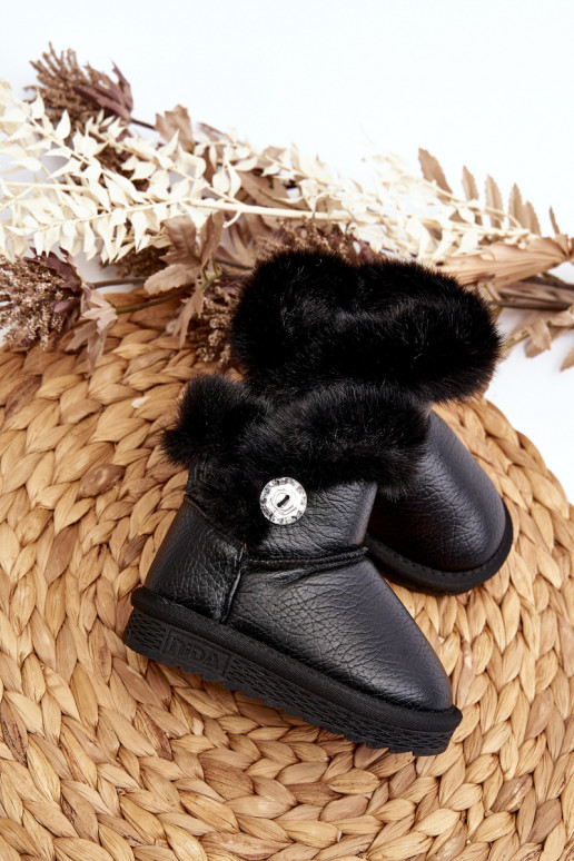 botas de neve aquecidas com pelo na cor preta Bessie