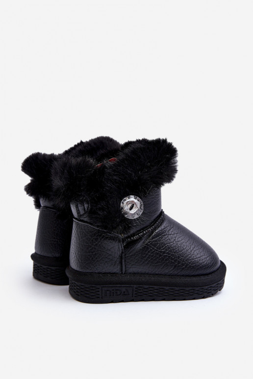 botas de neve aquecidas com pelo na cor preta Bessie