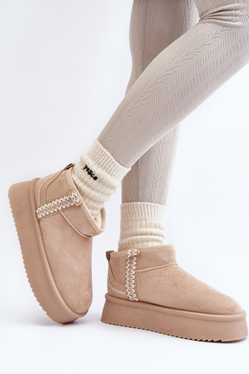 botas de neve com plataforma estampada em bege Udra