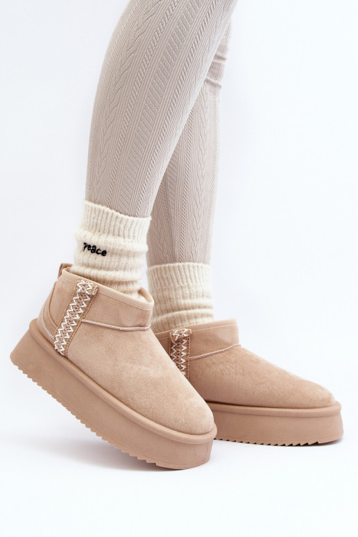 botas de neve com plataforma estampada em bege Udra