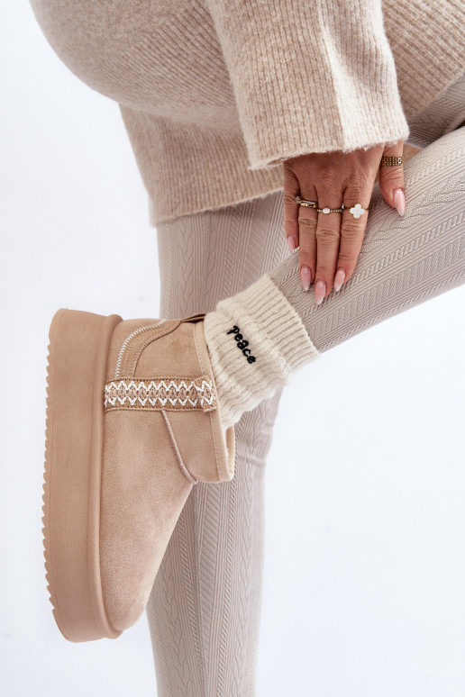 botas de neve com plataforma estampada em bege Udra