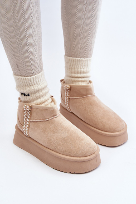 botas de neve com plataforma estampada em bege Udra