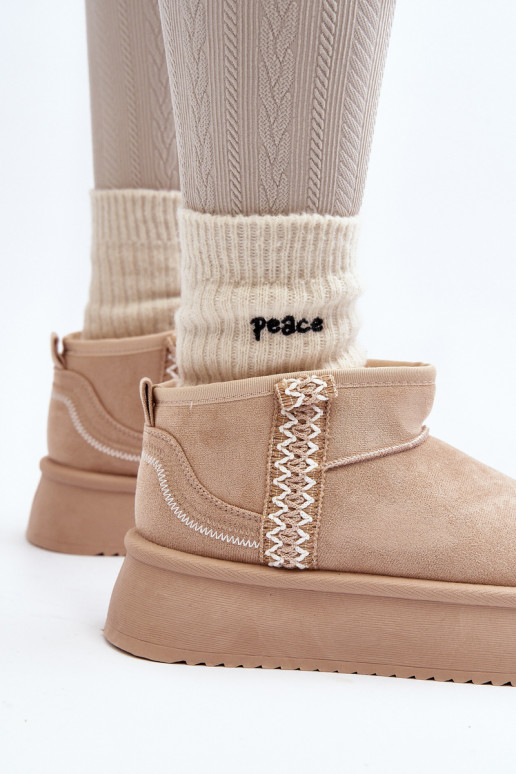 botas de neve com plataforma estampada em bege Udra
