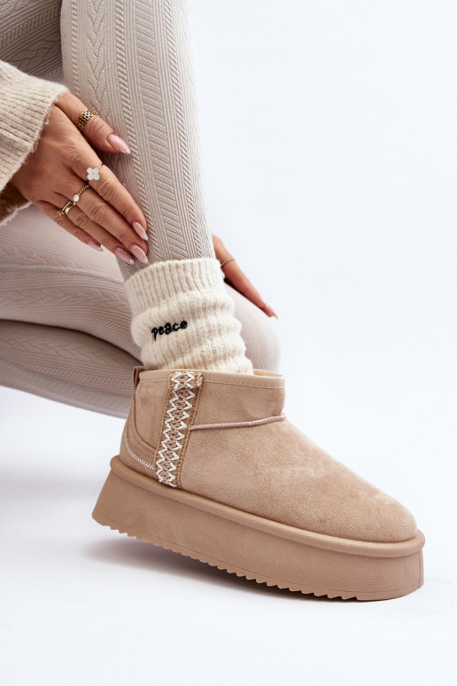 botas de neve com plataforma estampada em bege Udra