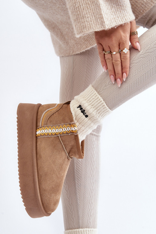 botas de neve com plataforma estampada em Udra marrom botas de neve com plataforma estampada em Udra marrom