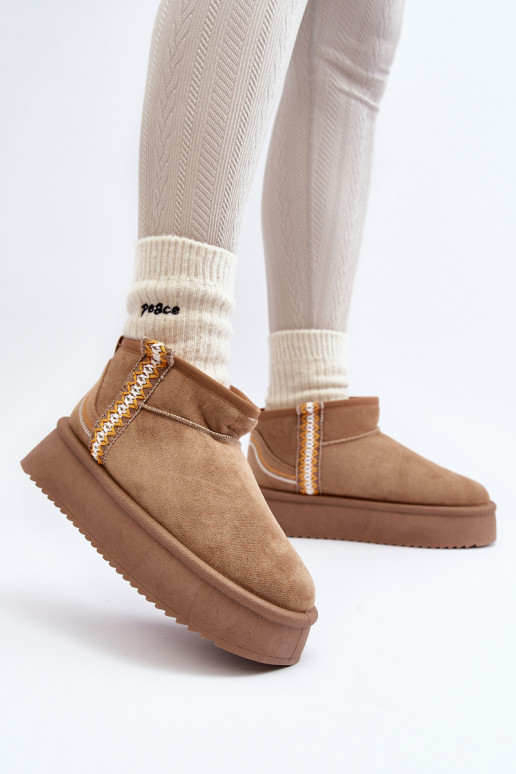 botas de neve com plataforma estampada em Udra marrom botas de neve com plataforma estampada em Udra marrom