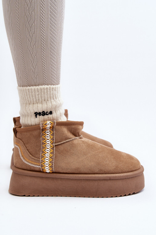 botas de neve com plataforma estampada em Udra marrom botas de neve com plataforma estampada em Udra marrom