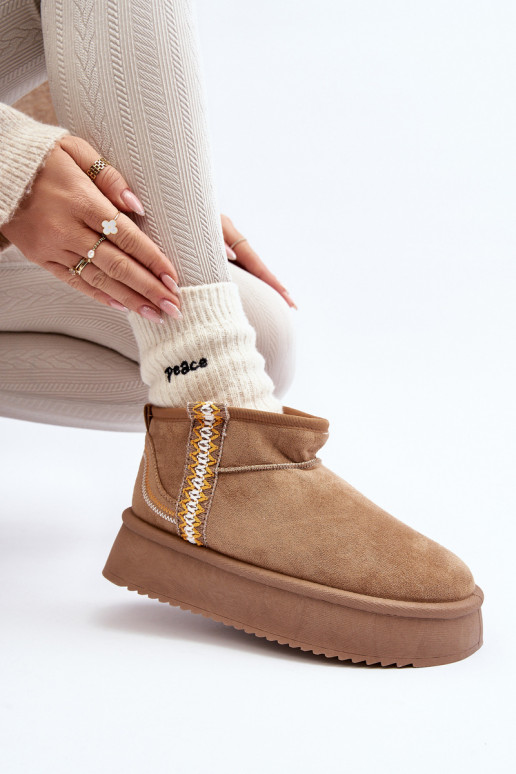 botas de neve com plataforma estampada em Udra marrom botas de neve com plataforma estampada em Udra marrom