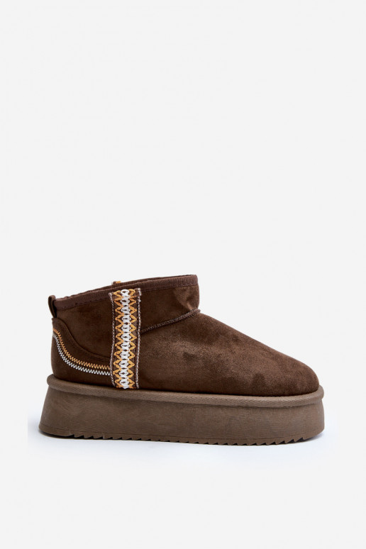 botas de neve com plataforma estampada em cáqui Udra