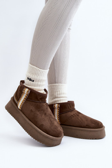 botas de neve com plataforma estampada em cáqui Udra