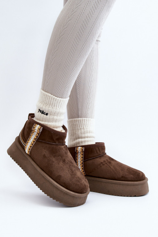 botas de neve com plataforma estampada em cáqui Udra