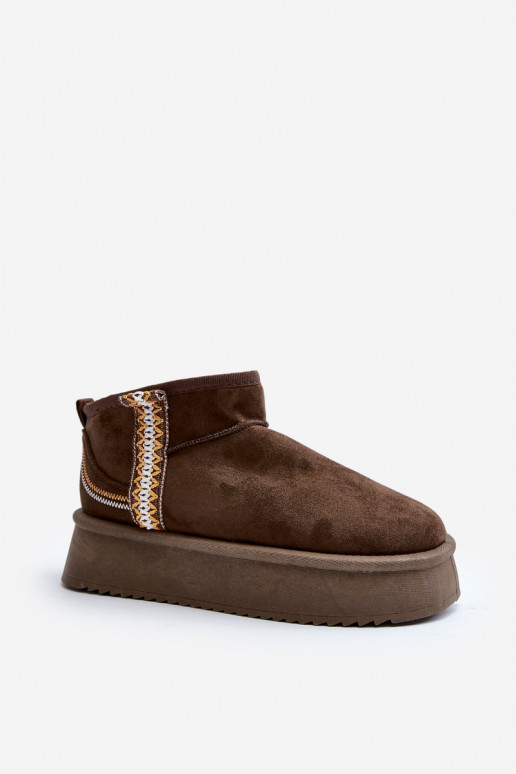 botas de neve com plataforma estampada em cáqui Udra