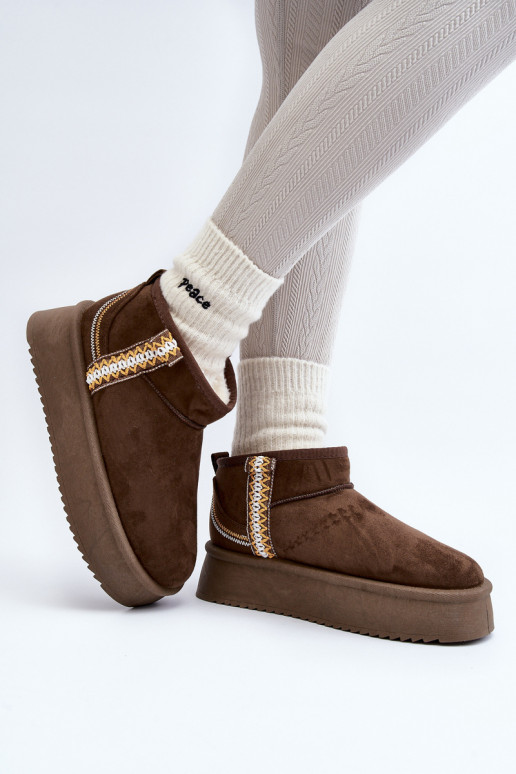 botas de neve com plataforma estampada em cáqui Udra