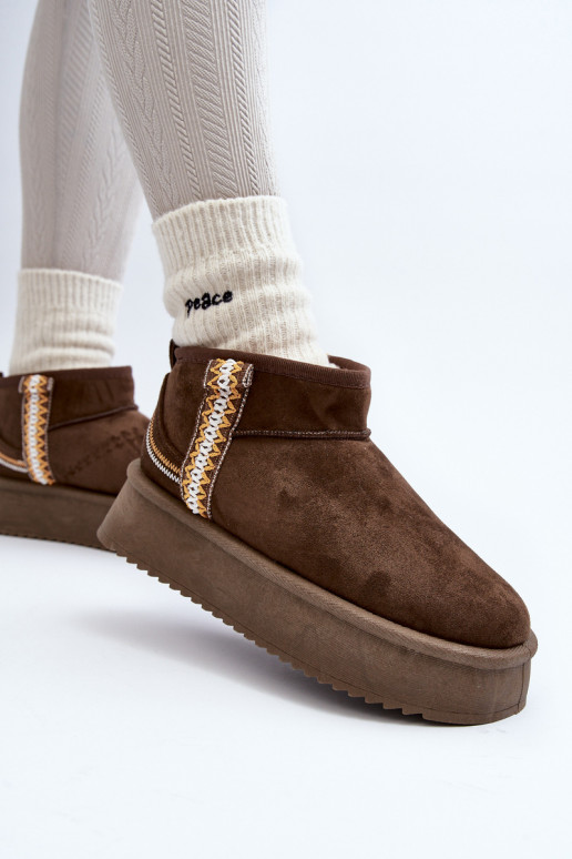 botas de neve com plataforma estampada em cáqui Udra