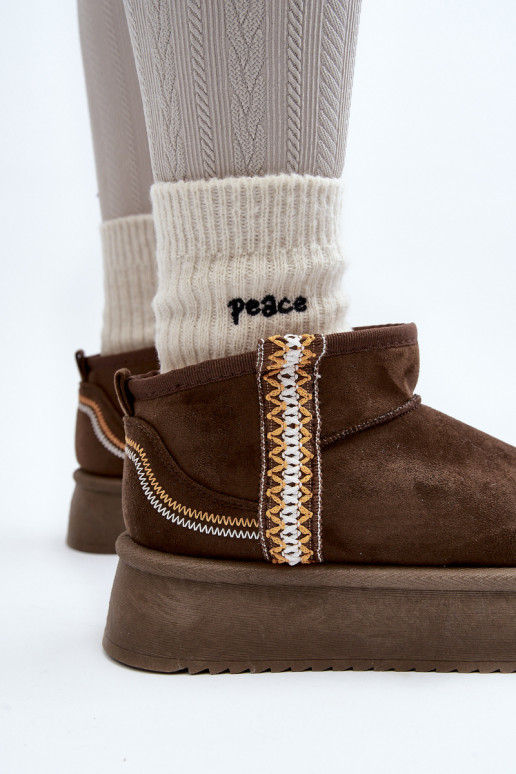 botas de neve com plataforma estampada em cáqui Udra