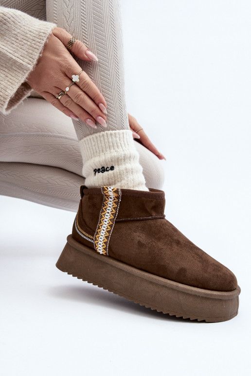 botas de neve com plataforma estampada em cáqui Udra