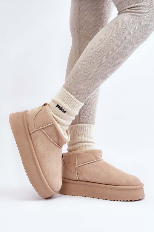 botas de neve com sola maciça bege Caliksa